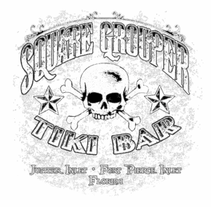 Square Grouper Tiki Bar skull logo
